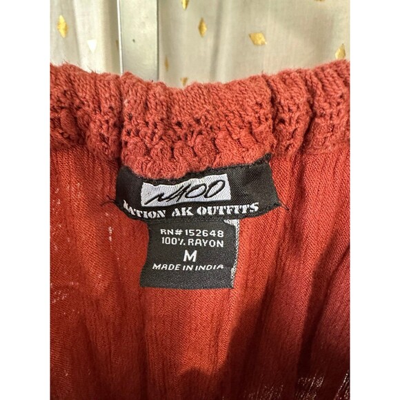 Nation AK Outfits NAOO Off-Shoulder Crochet Ruffle Crinkle Tiered Sundress M - Picture 4 of 4